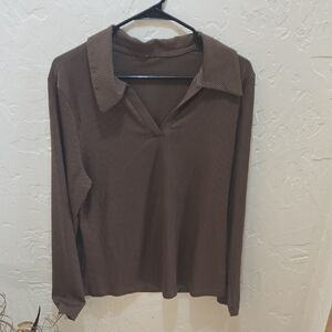 3/$10 SHEIN Chocolate Brown Long Sleeve Top